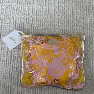 Lilly Pulitzer Vinyl Beach Essentials Paradise Pouch - Royal Zoo Print - NWT